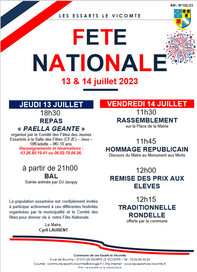 Festivités 14 juillet 2023